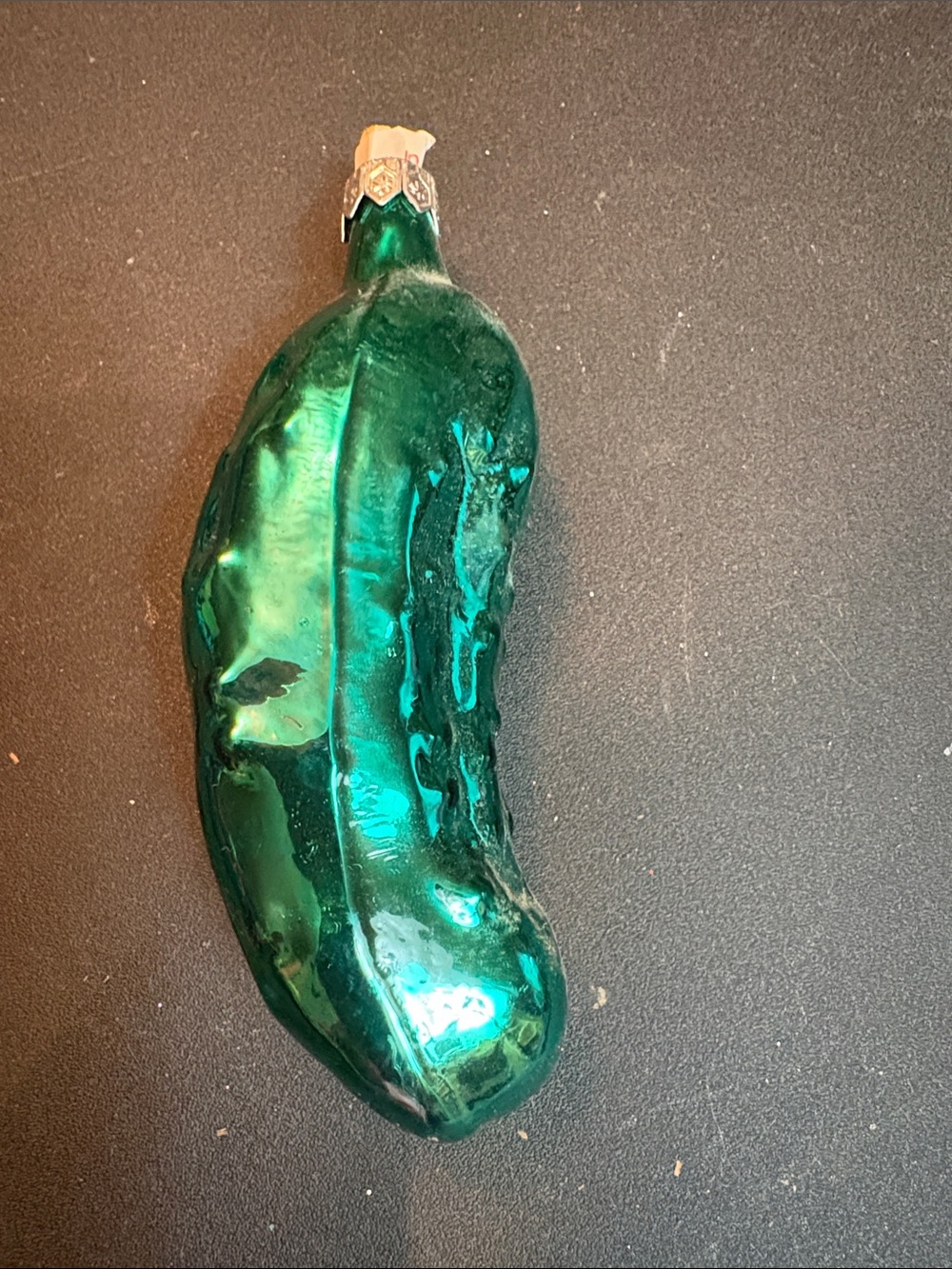 Green Glass Pickle Holiday Ornament - Decorative Tree Accent